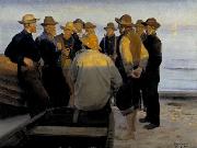 Michael Ancher Fishermen by the Sea on a Summer's Evening oil painting reproduction